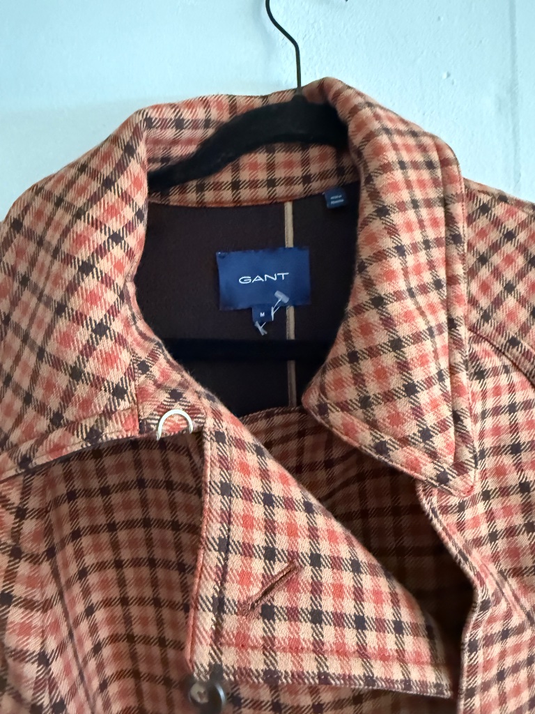 Gant Golden Orange Plaid Check Trench Coat Belted Double-Breasted-Medium — image 6 of 6